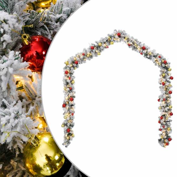 ARDEBO.de - Weihnachtsgirlande mit Kugeln und LED-Leuchten Grün 10 m PVC