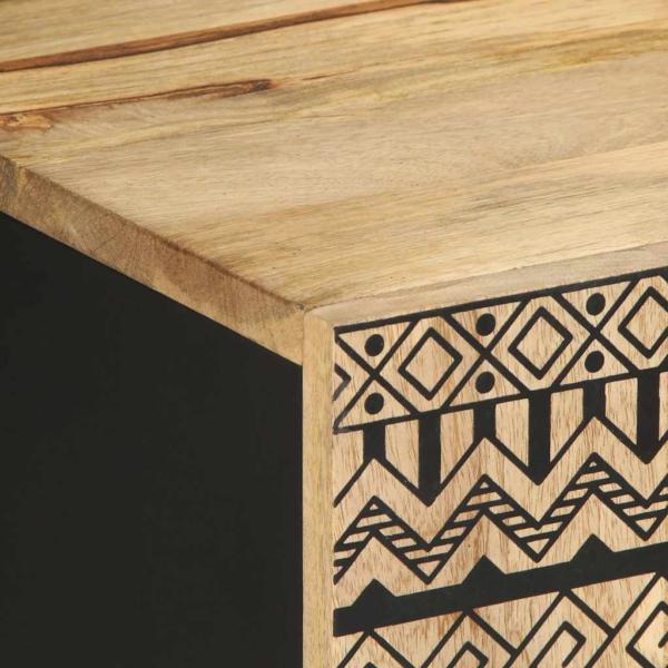 TV-Schrank Schwarz 105x33,5x46 cm Raues Mangoholz