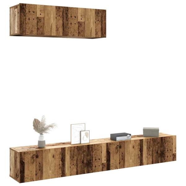 ARDEBO.de - TV-Wandschränke 3 Stk. Altholz-Optik 100x30x30 cm Holzwerkstoff