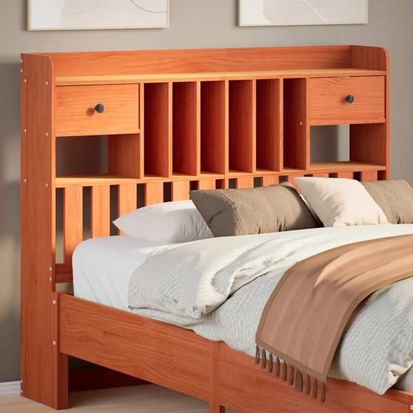 ARDEBO.de - Kopfteil mit Stauraum Wachsbraun 135 cm Massivholz Kiefer