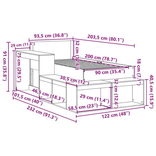 Massivholzbett ohne Matratze Weiß 90x200 cm Kiefernholz