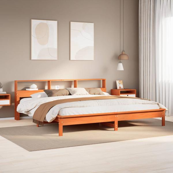 ARDEBO.de - Massivholzbett ohne Matratze Wachsbraun 180x200 Kiefernholz