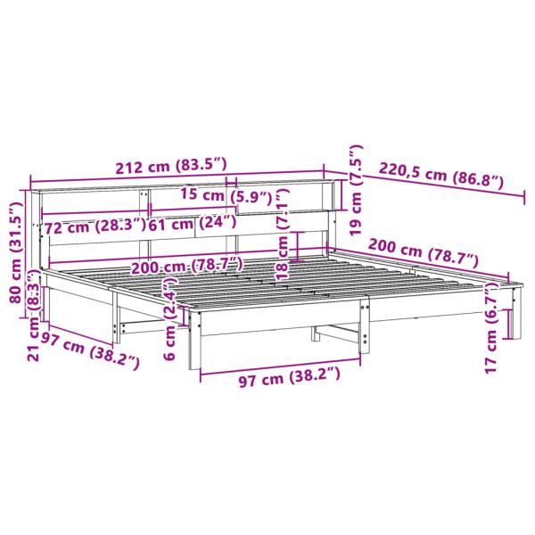 Massivholzbett ohne Matratze Weiß 200x200 cm Kiefernholz