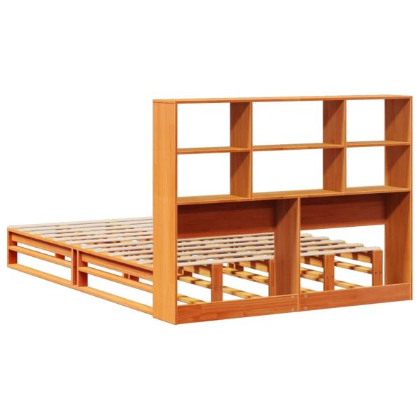 Massivholzbett ohne Matratze Wachsbraun 135x190 cm Massivholz