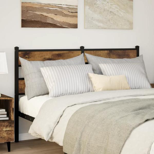 ARDEBO.de - Kopfteil Räuchereiche 140 cm Eisen und Holzwerkstoff