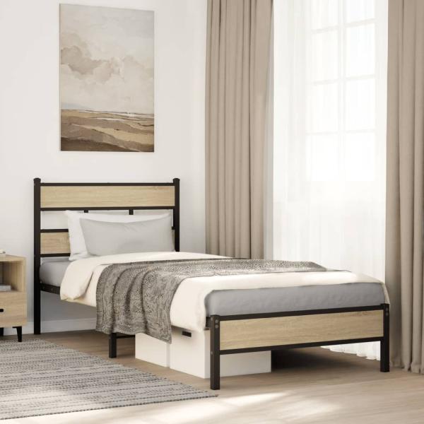 ARDEBO.de - Bettgestell ohne Matratze Sonoma-Eiche 80x200 cm Holzwerkstoff