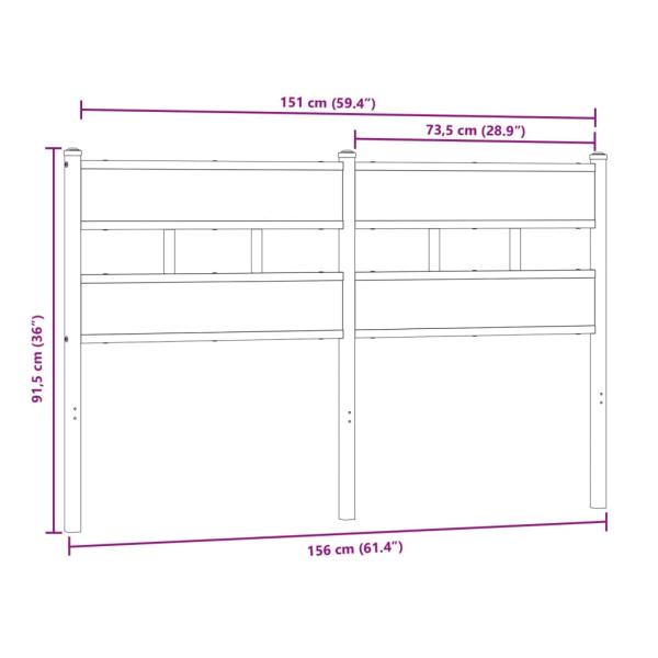 Kopfteil Sonoma-Eiche 150 cm Eisen und Holzwerkstoff