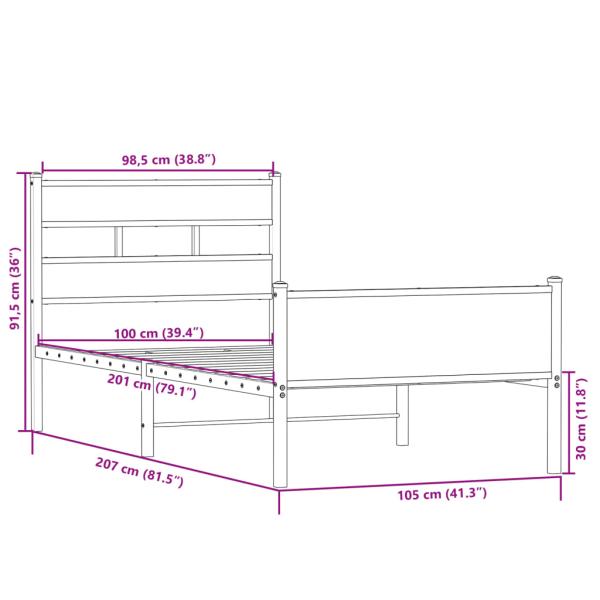 ARDEBO.de - Bettgestell ohne Matratze Sonoma-Eiche 100x200 cm Holzwerkstoff