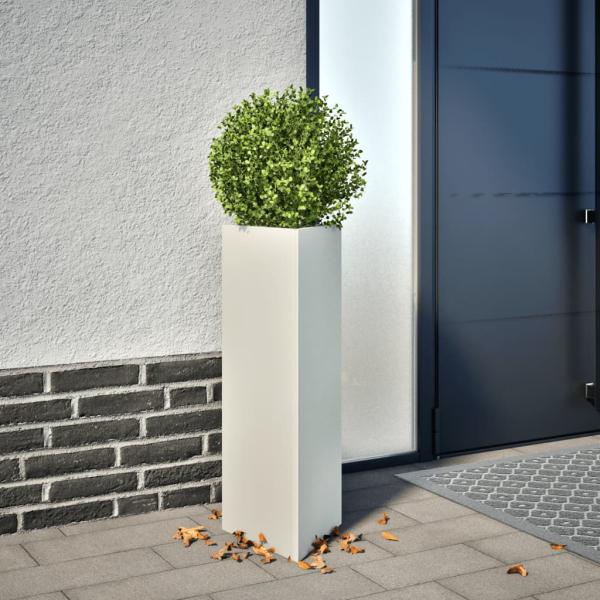 ARDEBO.de - Pflanzkübel Weiß Dreieckig 30x26x75 cm Stahl