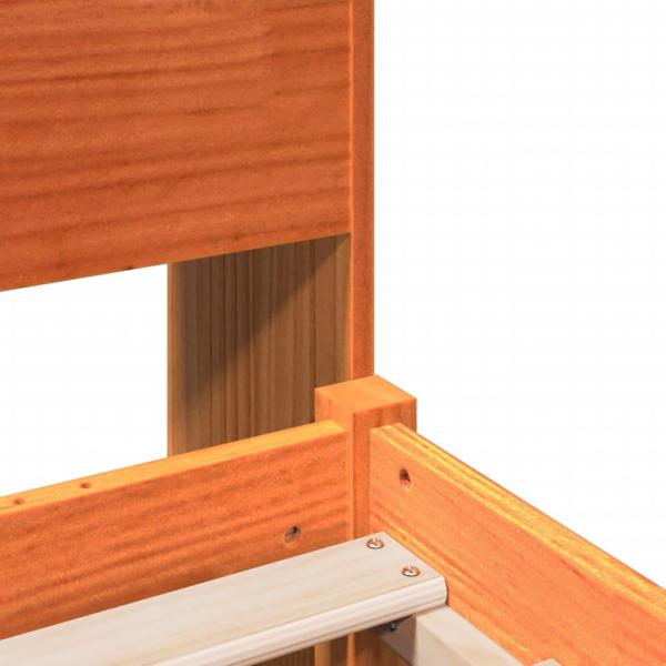 Massivholzbett mit Regal ohne Matratze Wachsbraun 100x200 cm