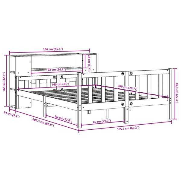 Massivholzbett ohne Matratze Wachsbraun 160x200 cm Massivholz