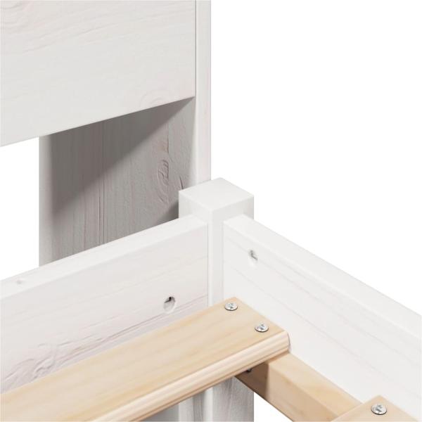 Massivholzbett mit Regal ohne Matratze Weiß 100x200 cm Kiefer