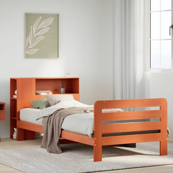 ARDEBO.de - Massivholzbett ohne Matratze Wachsbraun 75x190 cm Kiefernholz