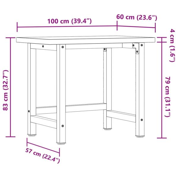 Werkbank 100x60x83 cm Massivholz Akazie Rechteckig