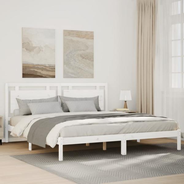 ARDEBO.de - Massivholzbett Extra Lang ohne Matratze Weiß 180x210 cm