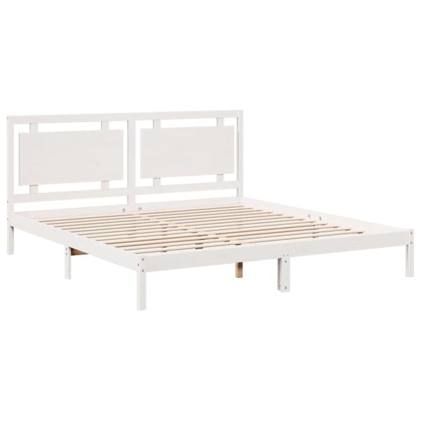 Massivholzbett Extra Lang ohne Matratze Weiß 180x210 cm