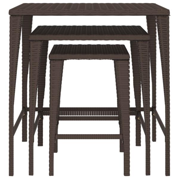 Garten-Satztische 3 Stk. Braun Poly Rattan