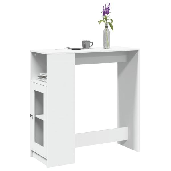 ARDEBO.de - Bartisch mit Regal Weiß 101x40x103,5 cm Holzwerkstoff
