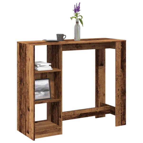 ARDEBO.de - Bartisch mit Regal Altholz-Optik 124x46x103,5 cm Holzwerkstoff