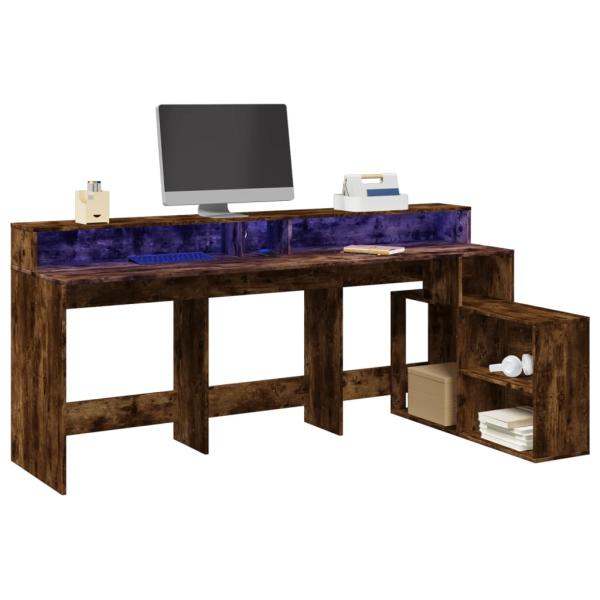 ARDEBO.de - LED-Schreibtisch Räuchereiche 200x104x91 cm Holzwerkstoff