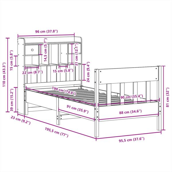 Massivholzbett ohne Matratze Weiß 90x190 cm Kiefernholz