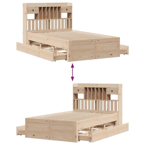 Massivholzbett mit Regal ohne Matratze 135x190 cm Kiefernholz
