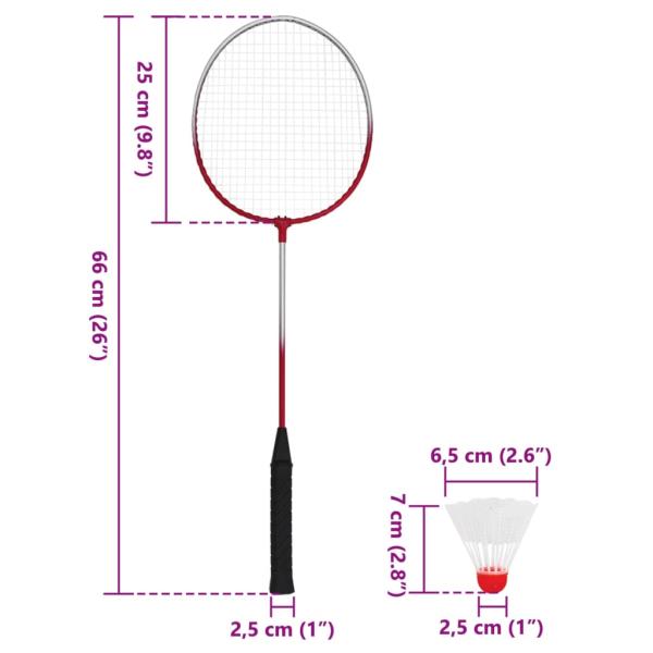 Badminton-Set mit 4 Schlägern und Netz 620x151 cm
