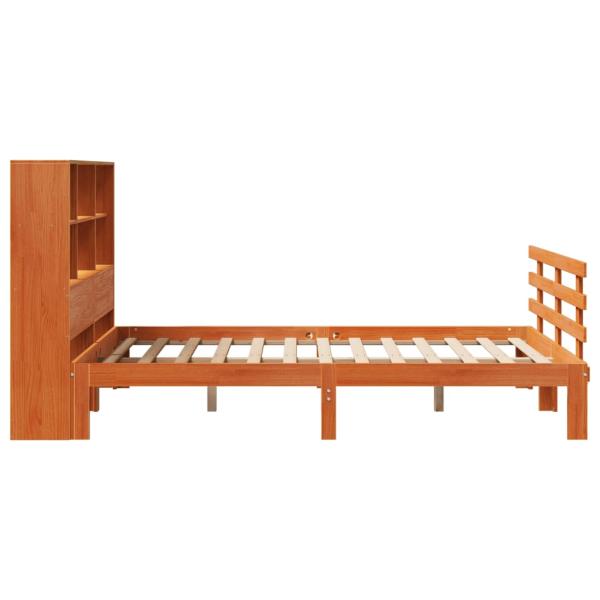 Massivholzbett mit Regal ohne Matratze Wachsbraun 120x190 cm