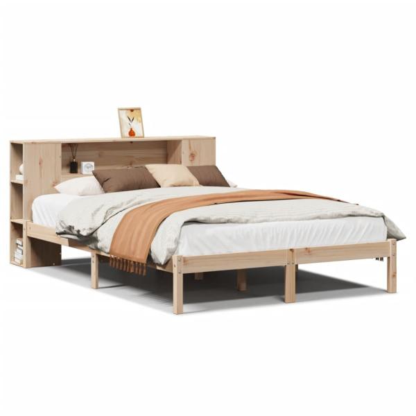 ARDEBO.de - Massivholzbett mit Regal ohne Matratze 135x190 cm Kiefernholz
