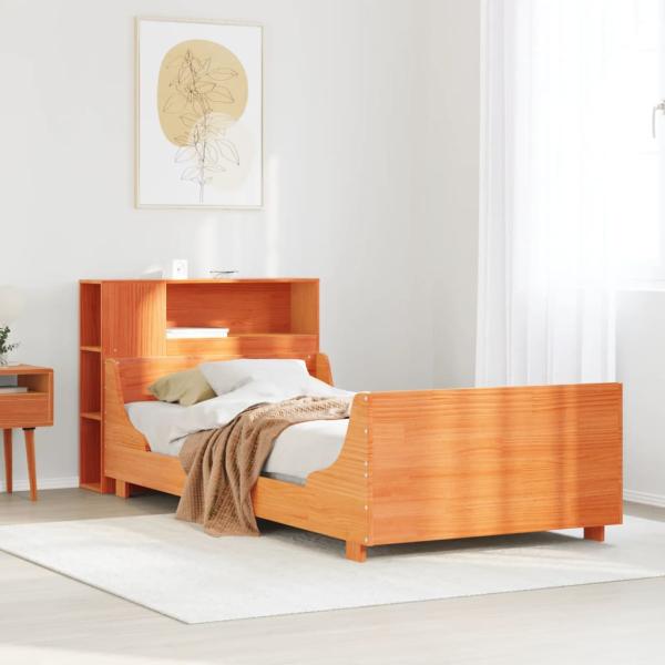 ARDEBO.de - Massivholzbett ohne Matratze Wachsbraun 75x190 cm Kiefernholz