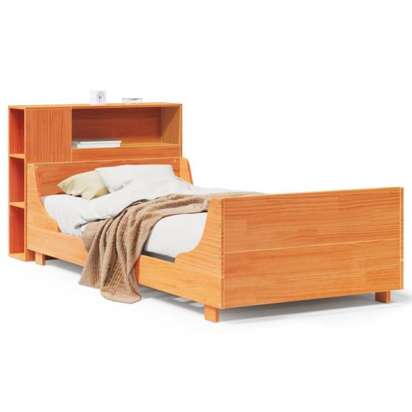 Massivholzbett ohne Matratze Wachsbraun 75x190 cm Kiefernholz