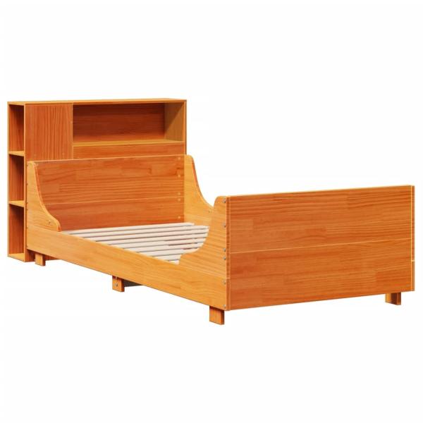 Massivholzbett ohne Matratze Wachsbraun 75x190 cm Kiefernholz