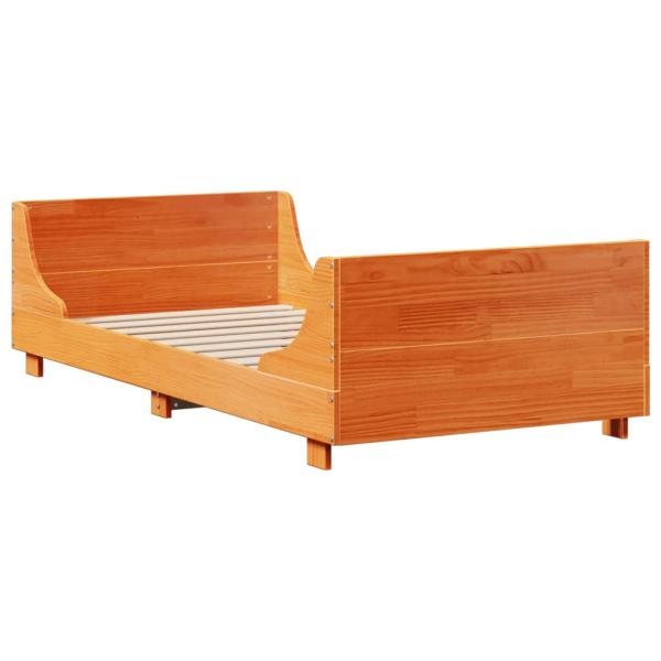 Massivholzbett ohne Matratze Wachsbraun 75x190 cm Kiefernholz