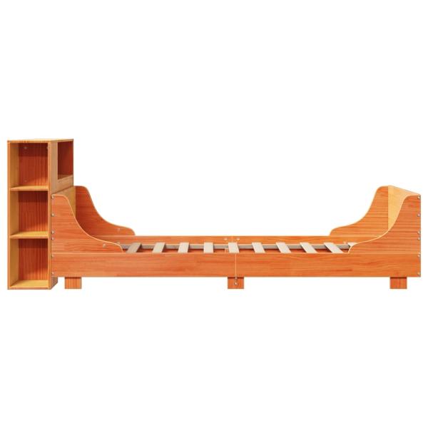 Massivholzbett ohne Matratze Wachsbraun 75x190 cm Kiefernholz