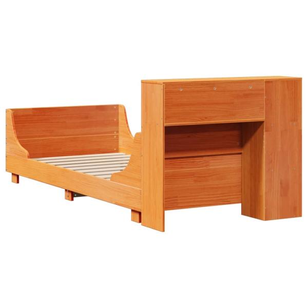Massivholzbett ohne Matratze Wachsbraun 75x190 cm Kiefernholz