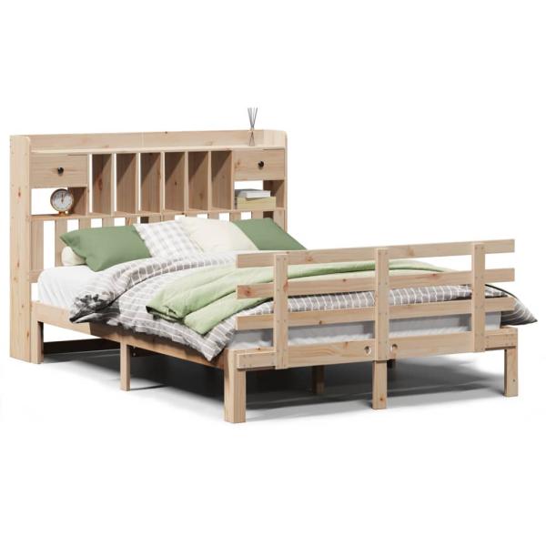 Massivholzbett mit Regal ohne Matratze 140x190 cm Kiefer