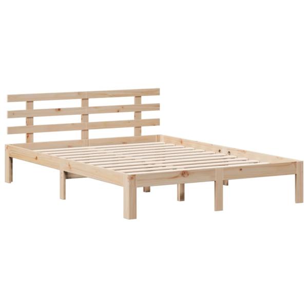 Massivholzbett mit Regal ohne Matratze 140x190 cm Kiefer