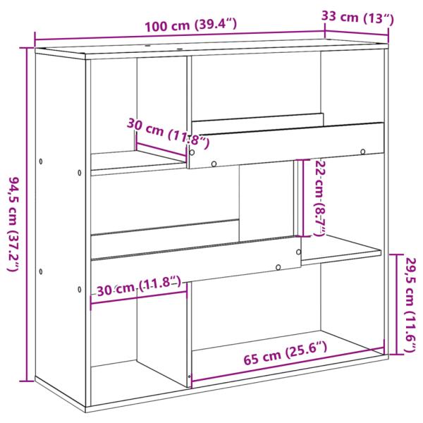 ARDEBO.de - Raumteiler Altholz-Optik 100x33x94,5 cm Holzwerkstoff