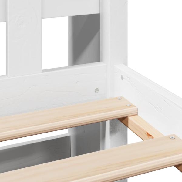 Massivholzbett mit Regal ohne Matratze Weiß 150x200 cm Kiefer