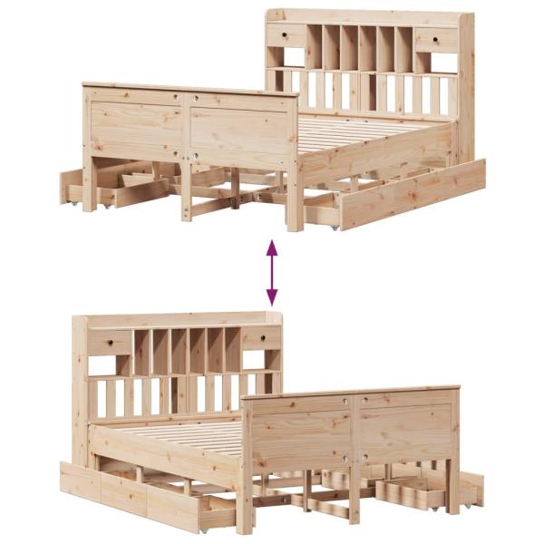Massivholzbett mit Regal ohne Matratze 140x200 cm Kiefernholz