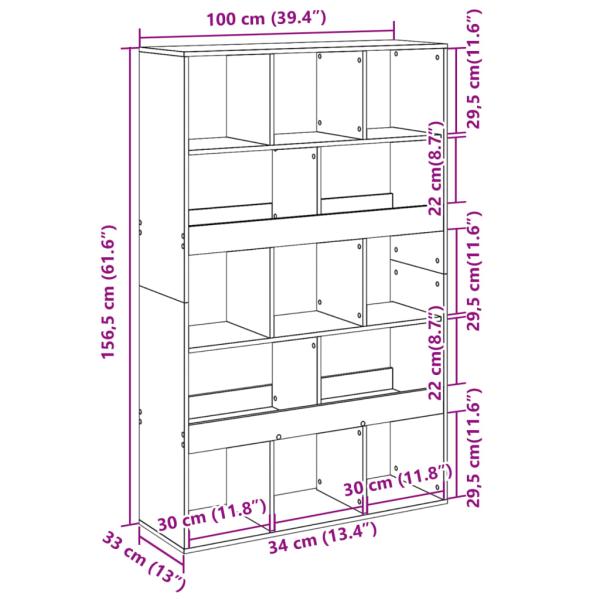 Raumteiler Grau Sonoma 100x33x156,5 cm Holzwerkstoff