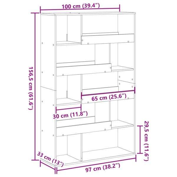 Raumteiler Betongrau 100x33x156,5 cm Holzwerkstoff