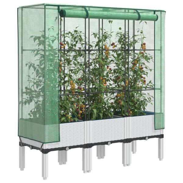 ARDEBO.de - Hochbeet mit Gewächshaus-Aufsatz Rattan-Optik 120x40x140 cm