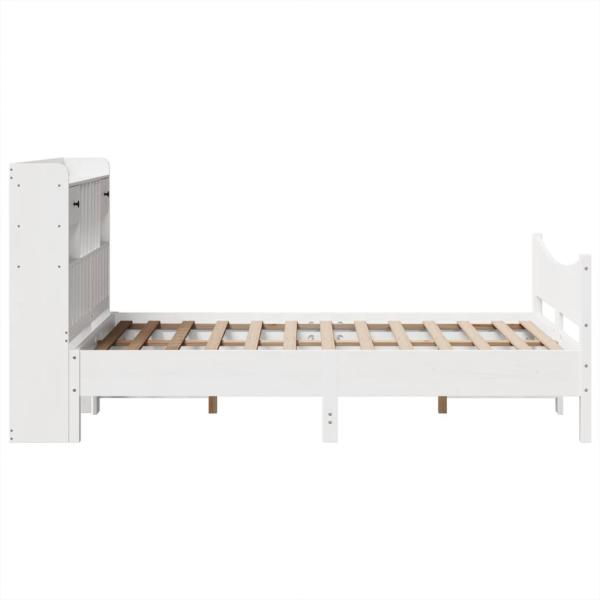 Massivholzbett ohne Matratze Weiß 135x190 cm Kiefernholz