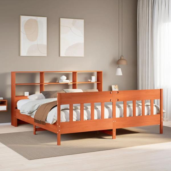 ARDEBO.de - Massivholzbett ohne Matratze Wachsbraun 180x200 Kiefernholz