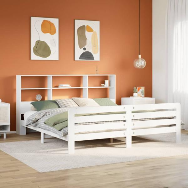 ARDEBO.de - Massivholzbett ohne Matratze Weiß 180x200 cm Kiefernholz