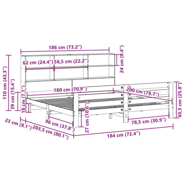Massivholzbett ohne Matratze Weiß 180x200 cm Kiefernholz