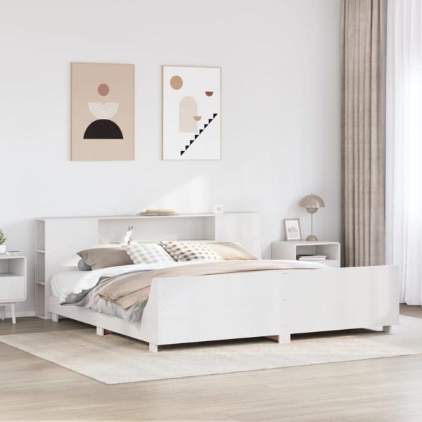 ARDEBO.de - Massivholzbett ohne Matratze Weiß 180x200 cm Kiefernholz