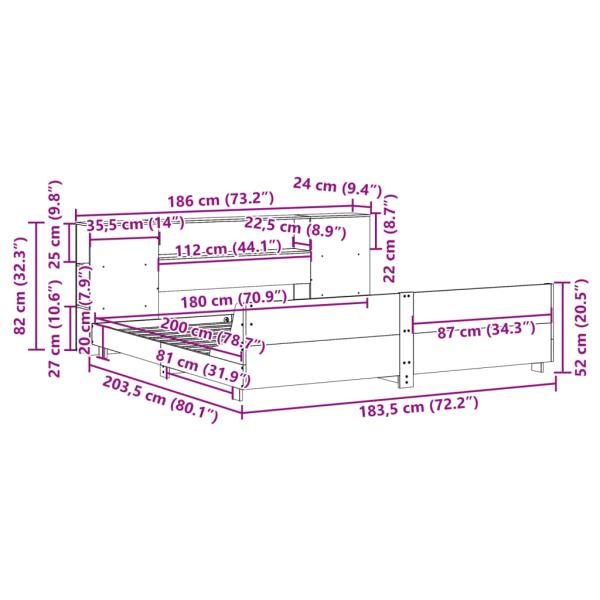 Massivholzbett ohne Matratze Weiß 180x200 cm Kiefernholz