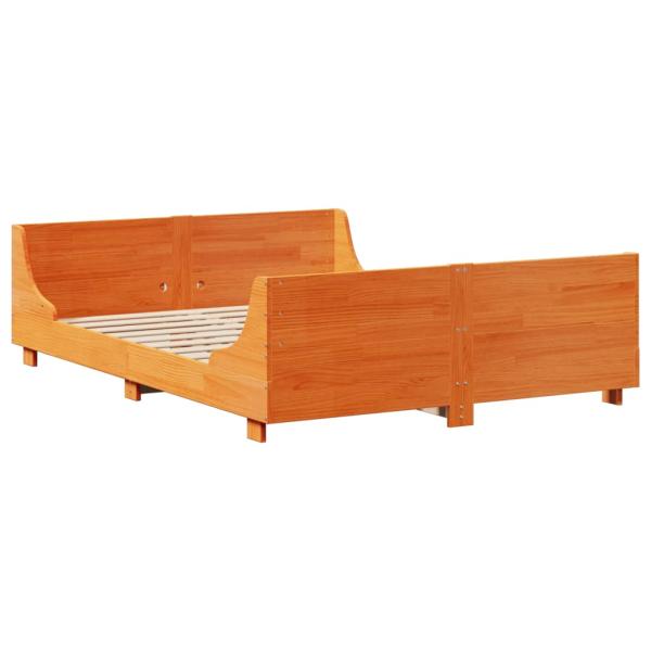 Massivholzbett ohne Matratze Wachsbraun 140x190 cm Massivholz